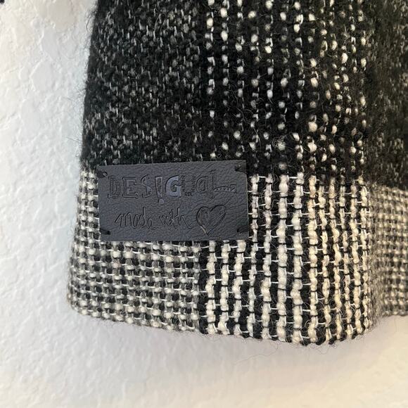 NWT Desigual Wool Blend Coat Womens 4 Tweed Embroidered Plaid Artsy Jacket Pea - Picture 7 of 16